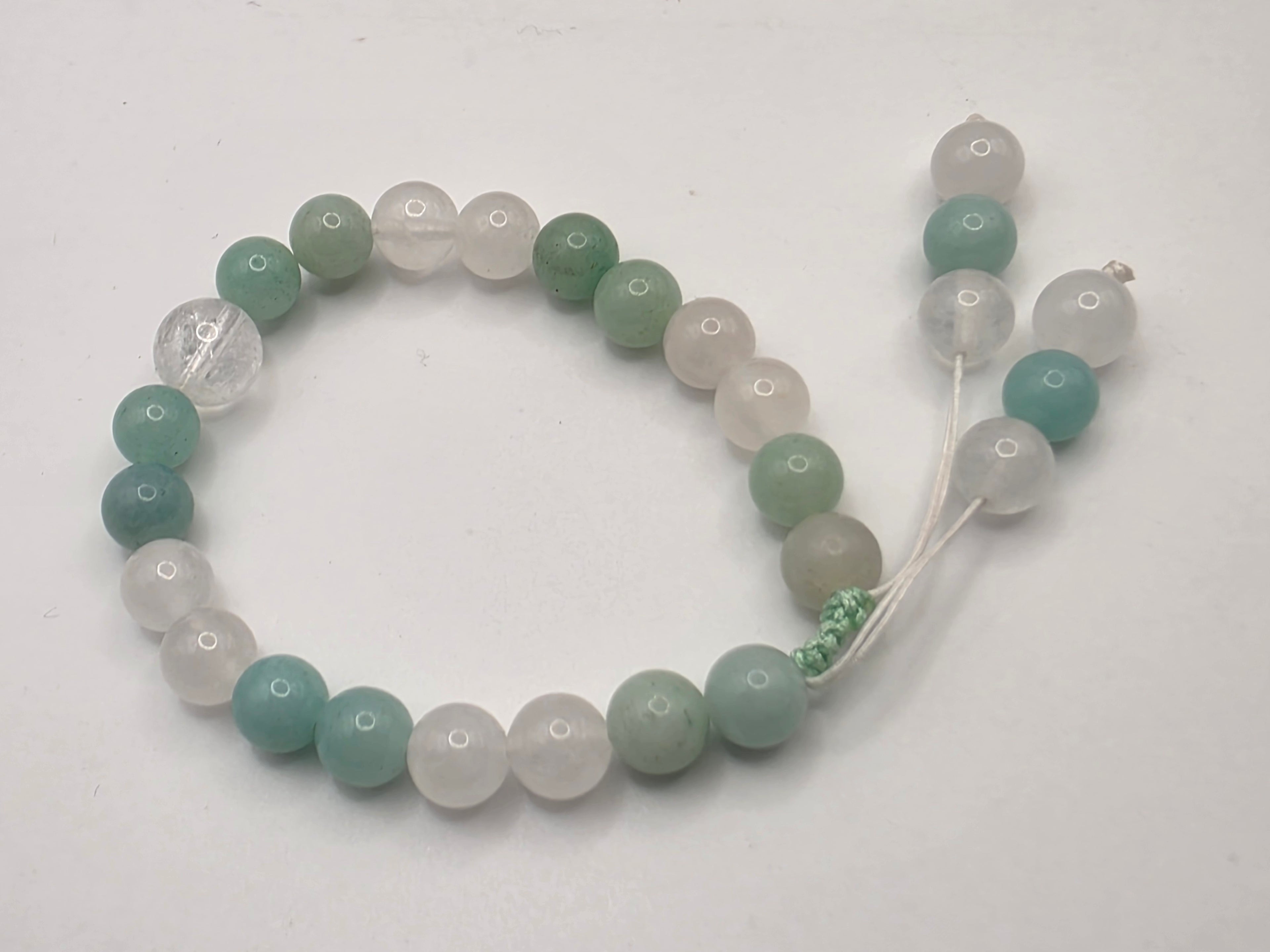 White Jade & Amazonite Adjustable Bracelet  Calm • Communication • Balance