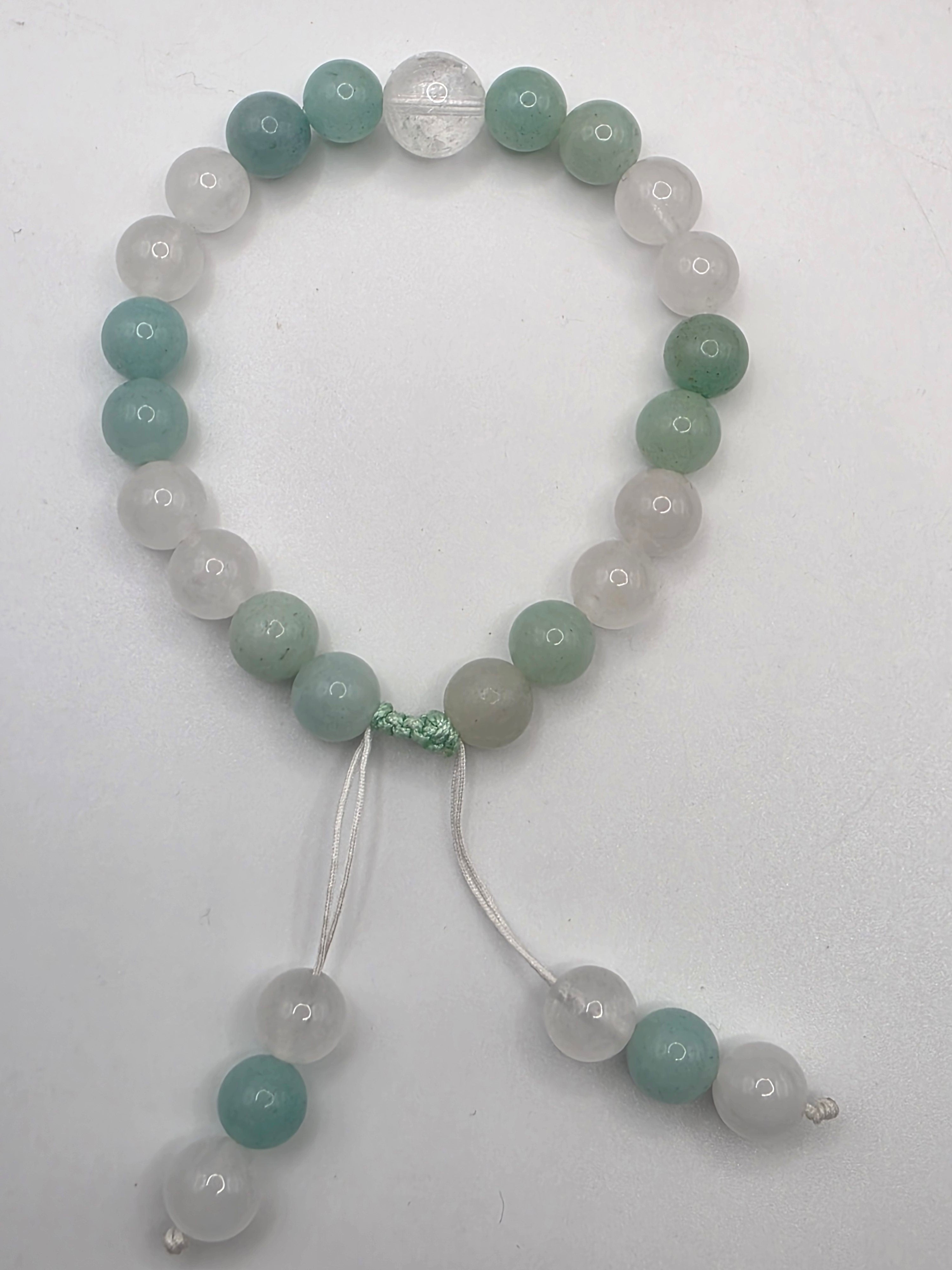 White Jade & Amazonite Adjustable Bracelet  Calm • Communication • Balance