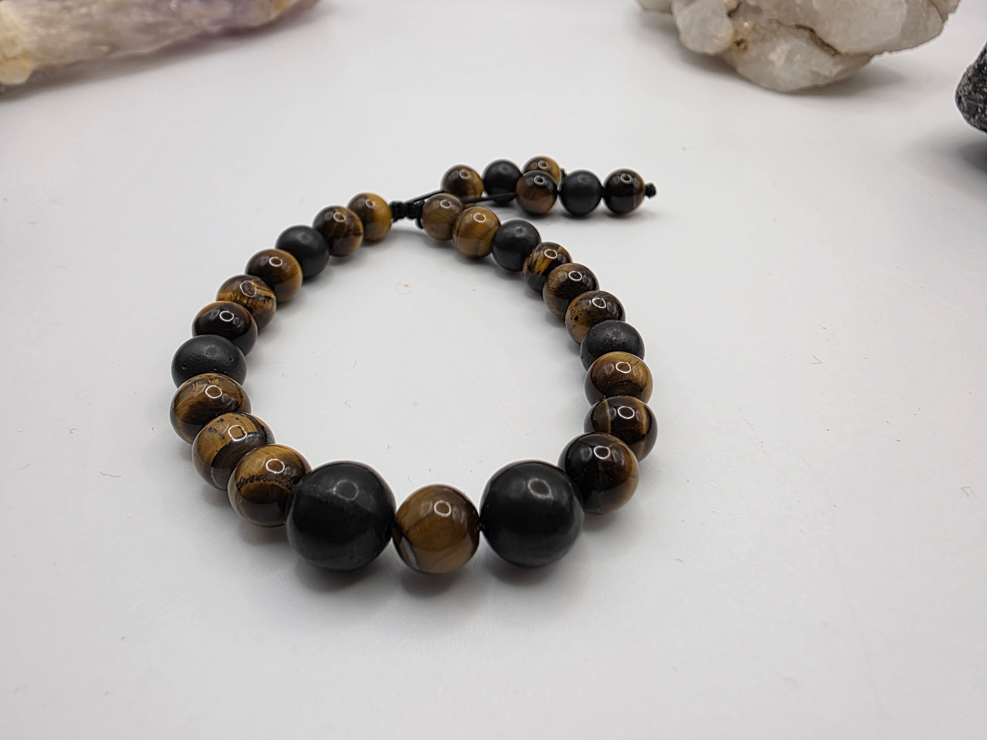 Tiger’s Eye & Shungite Adjustable Bracelet  Confidence • Grounding • Energetic Protection