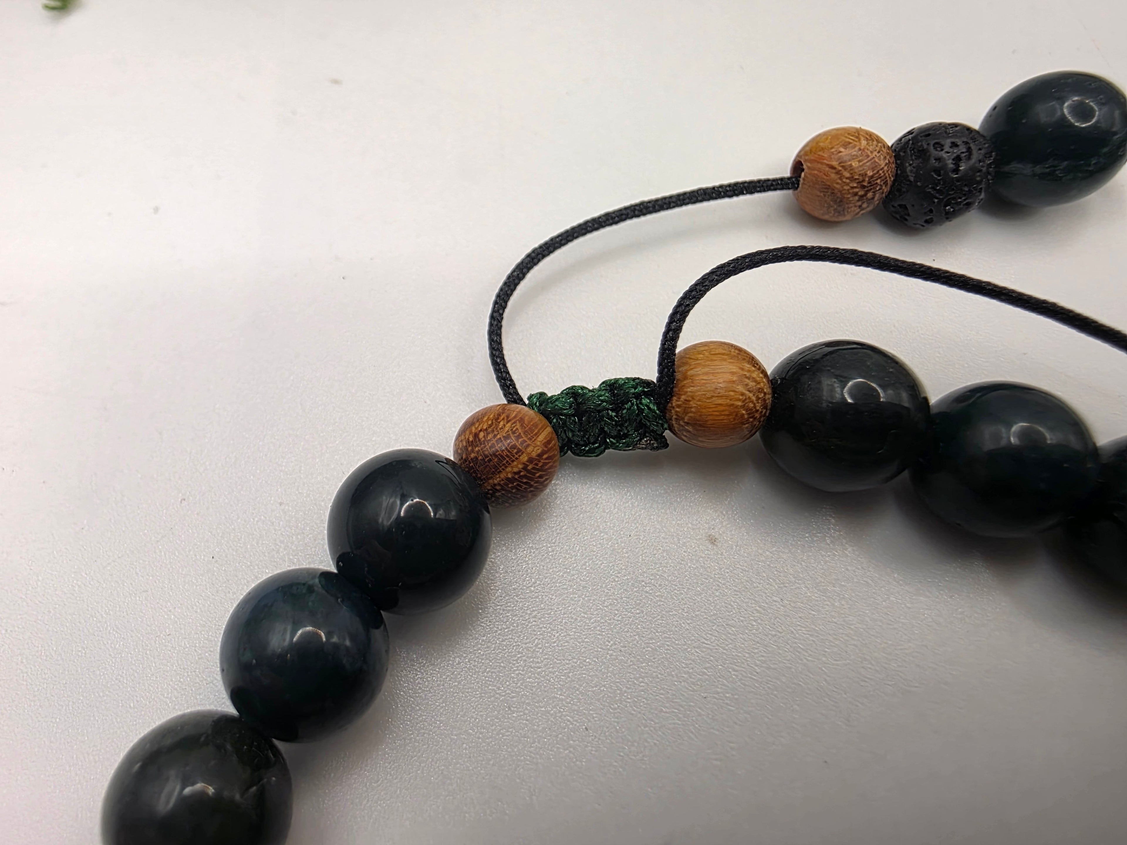 Tree Moss Agate, Sandalwood & Labradorite Adjustable Bracelet  Grounding • Intuition • Earth Balance