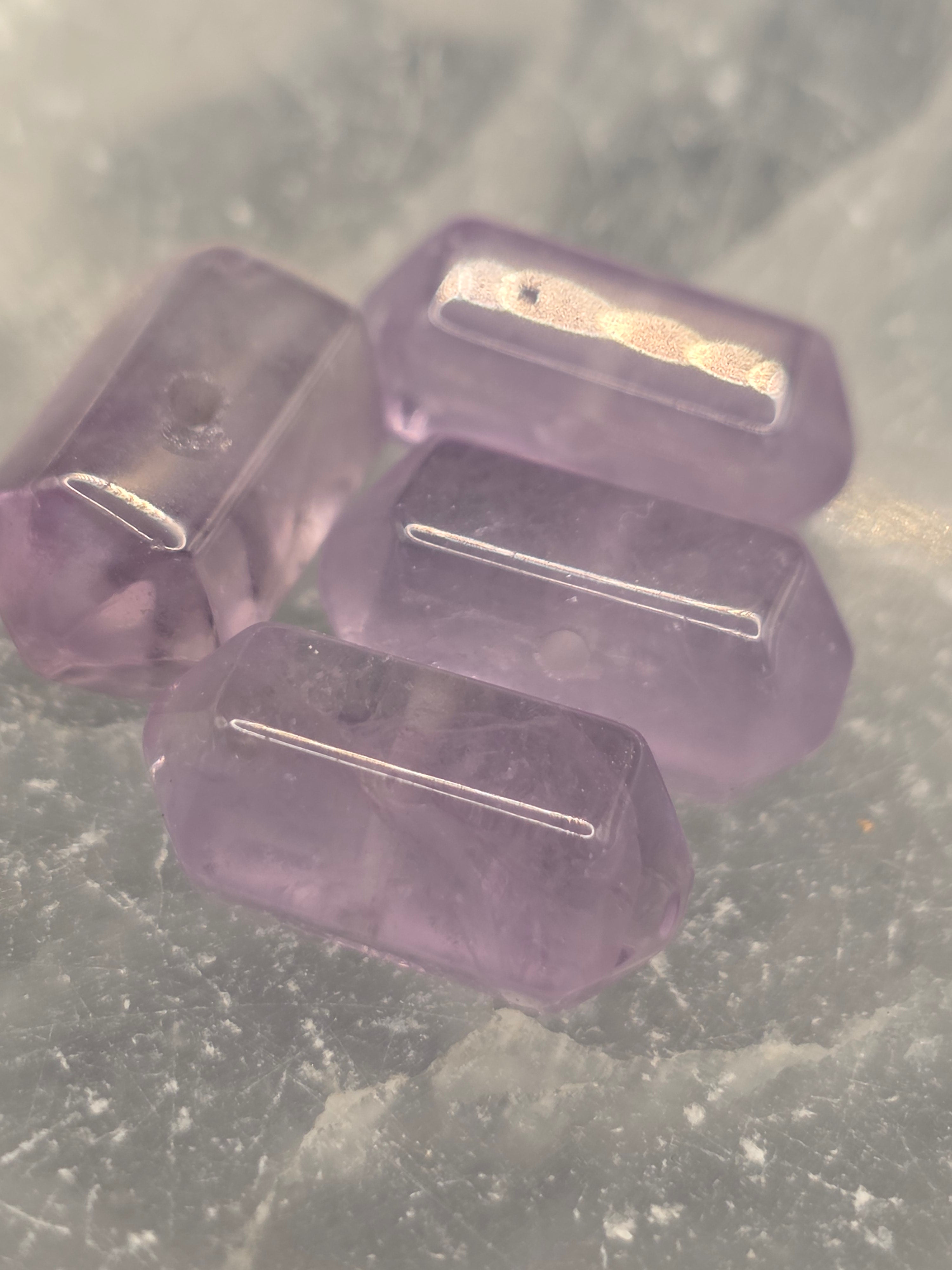 Amethyst — 15x6mm Double Point Focus Bead  Available for Custom Design