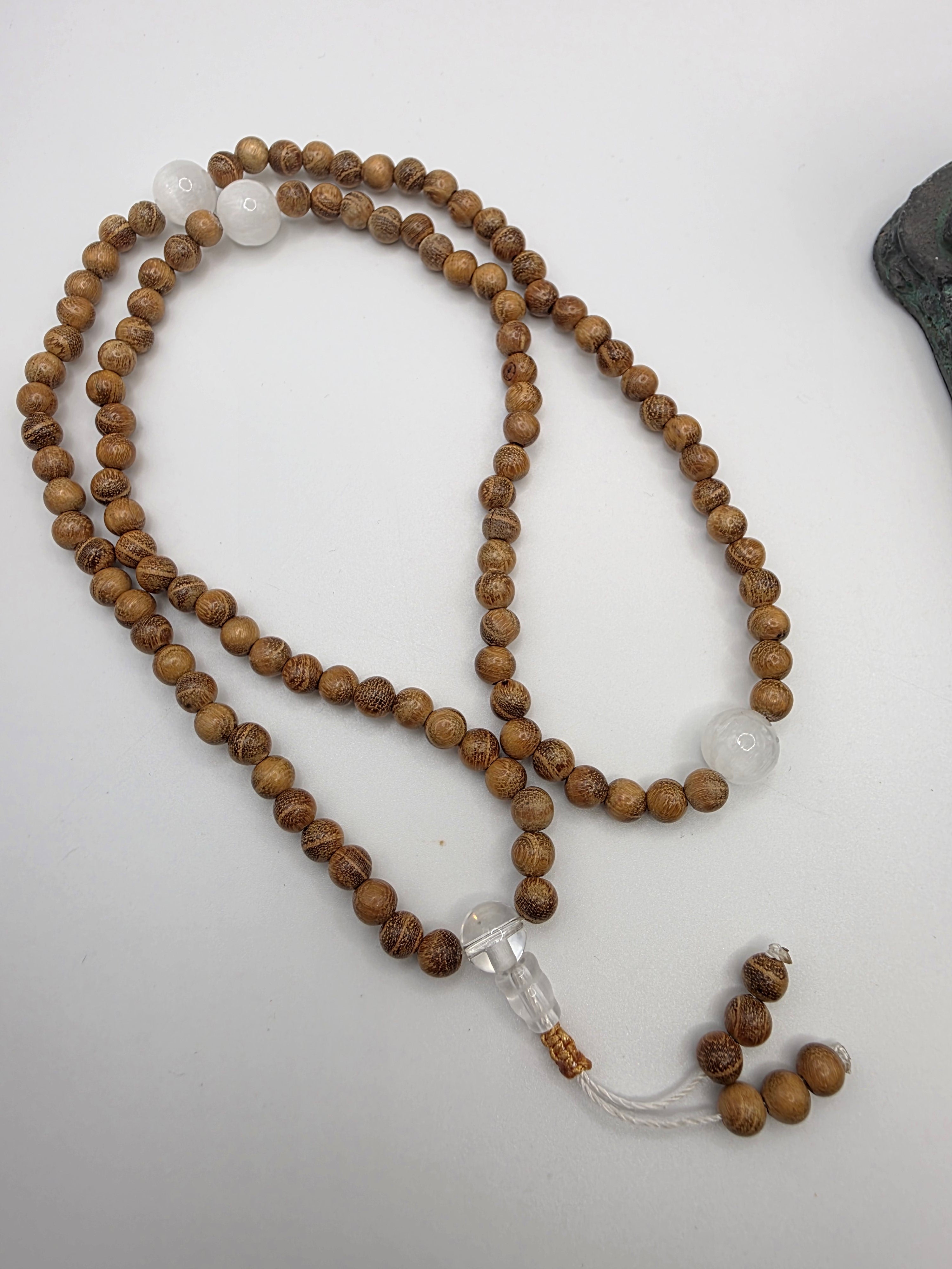 Dainty Sandalwood 108-Bead Adjustable Mala  Lightweight • Minimal • Meditative