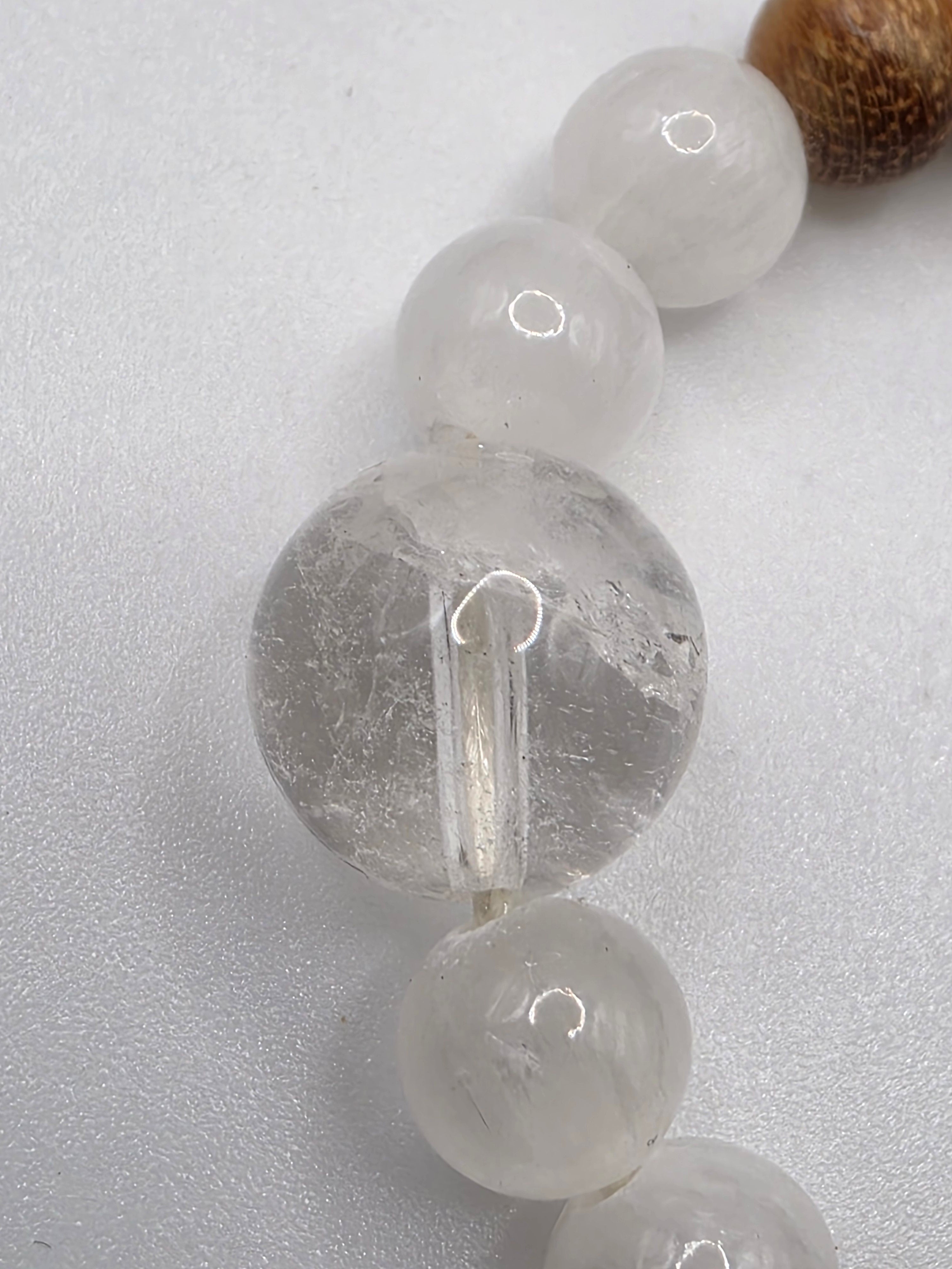 Dainty Sandalwood Selenite and Clear Quartz Adjustable Bracelet  Matching Piece | Soft & Lightweight