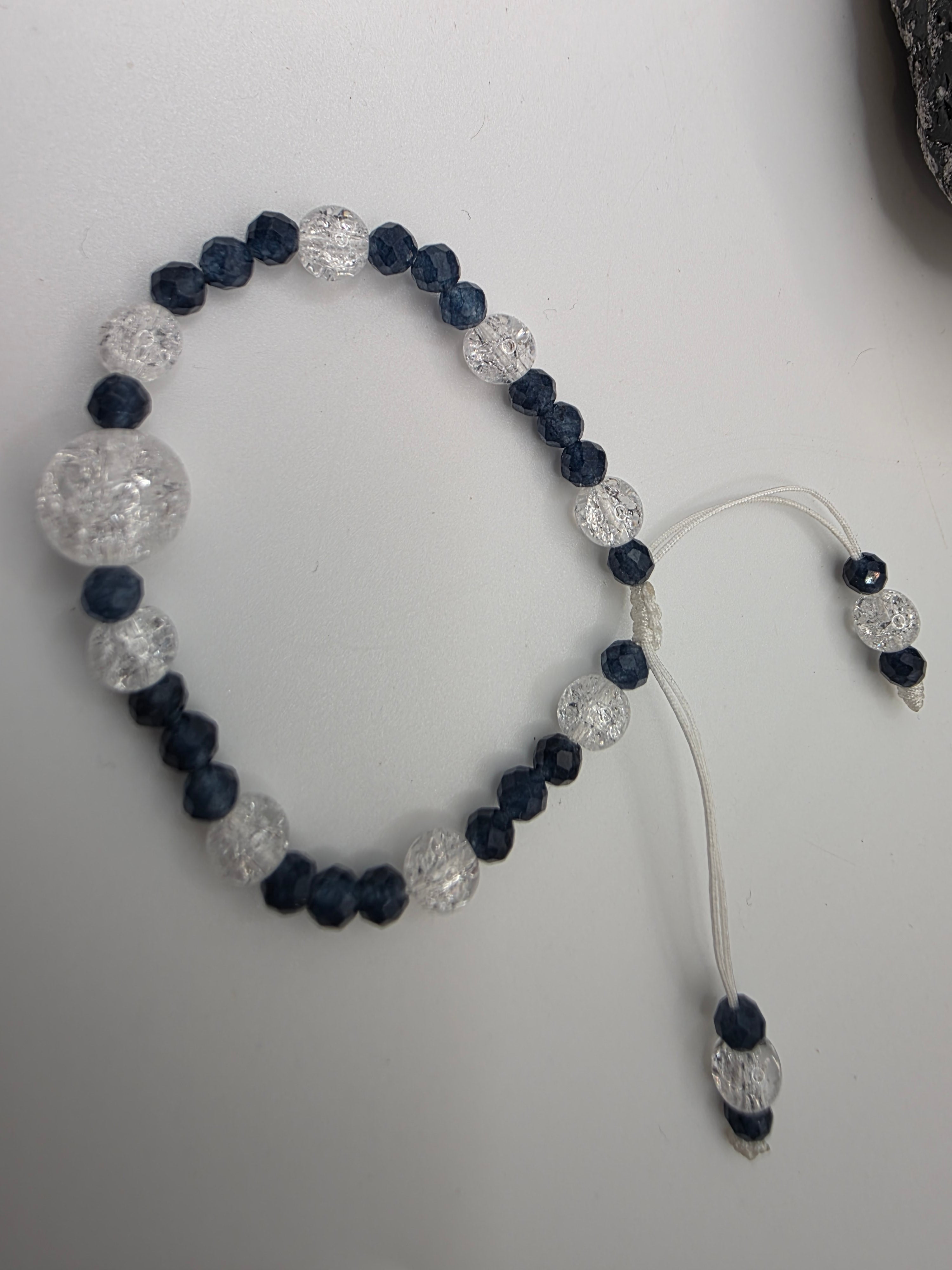 Exquisite Range | Sapphire & Clear accent beads Adjustable Bracelet  Clarity • Intuition • Quiet Refinement