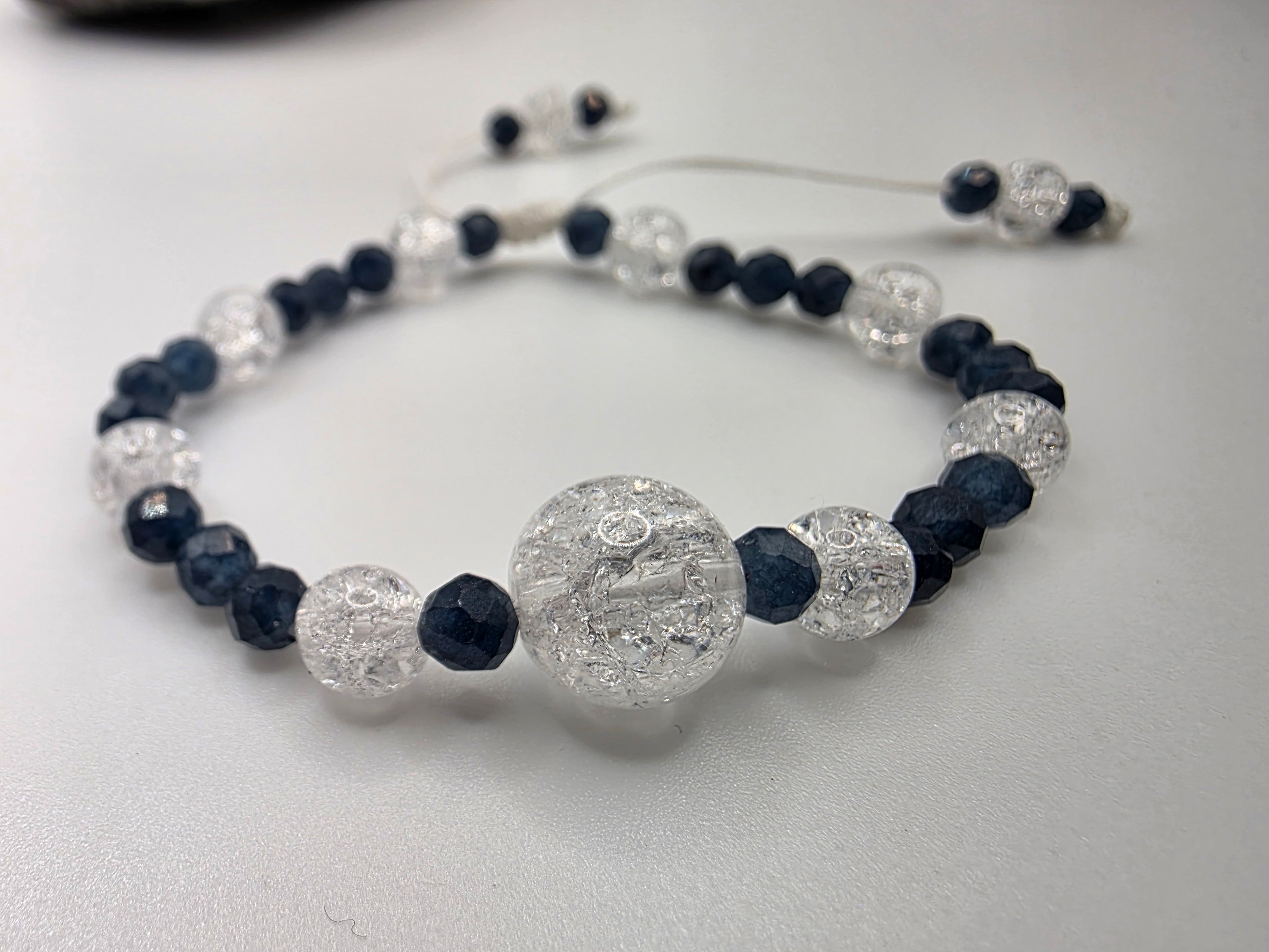 Exquisite Range | Sapphire & Clear accent beads Adjustable Bracelet  Clarity • Intuition • Quiet Refinement