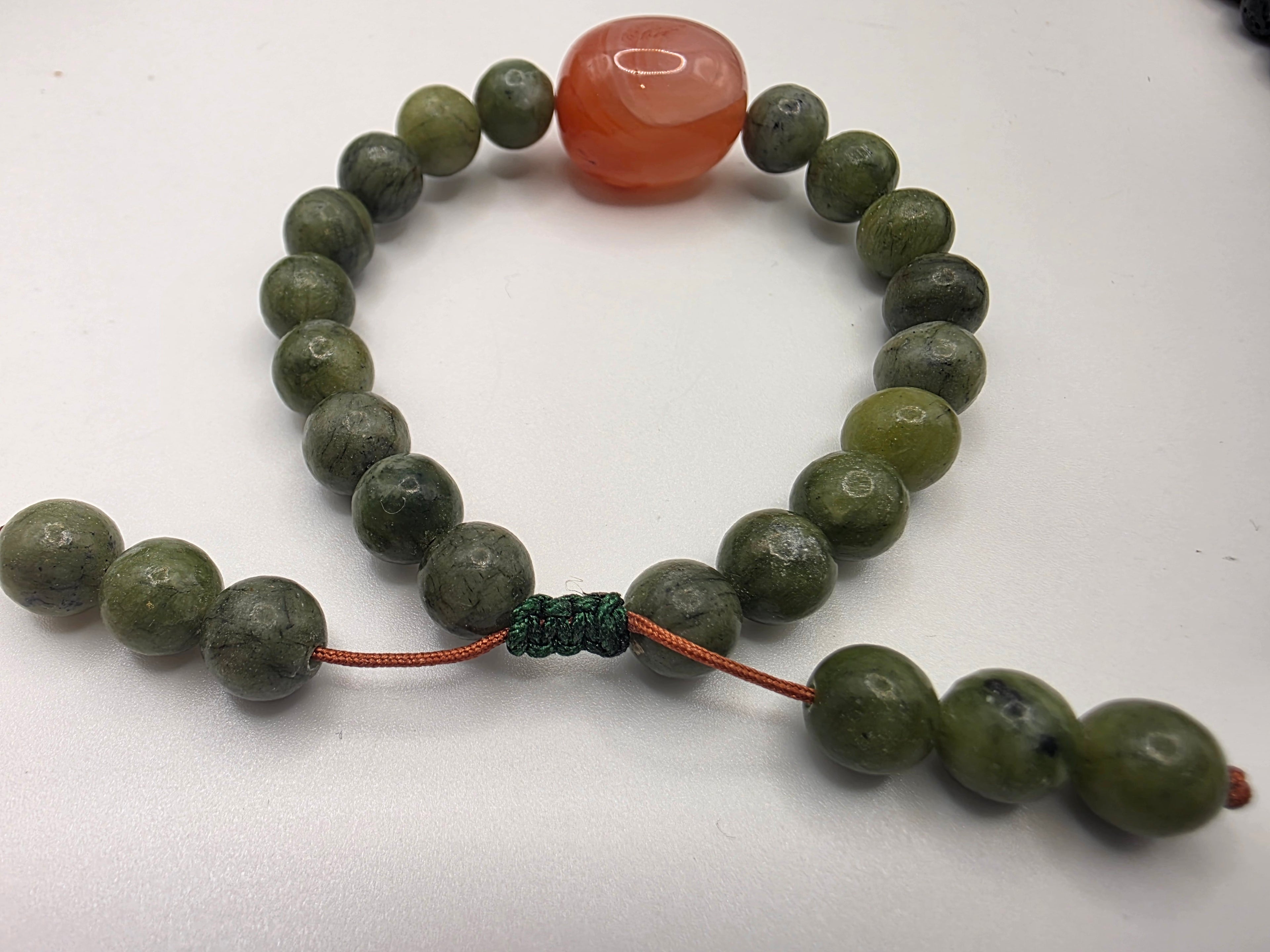 Green Jade & Carnelian Adjustable Bracelet  Grounding • Vitality • Heart–Root Balance