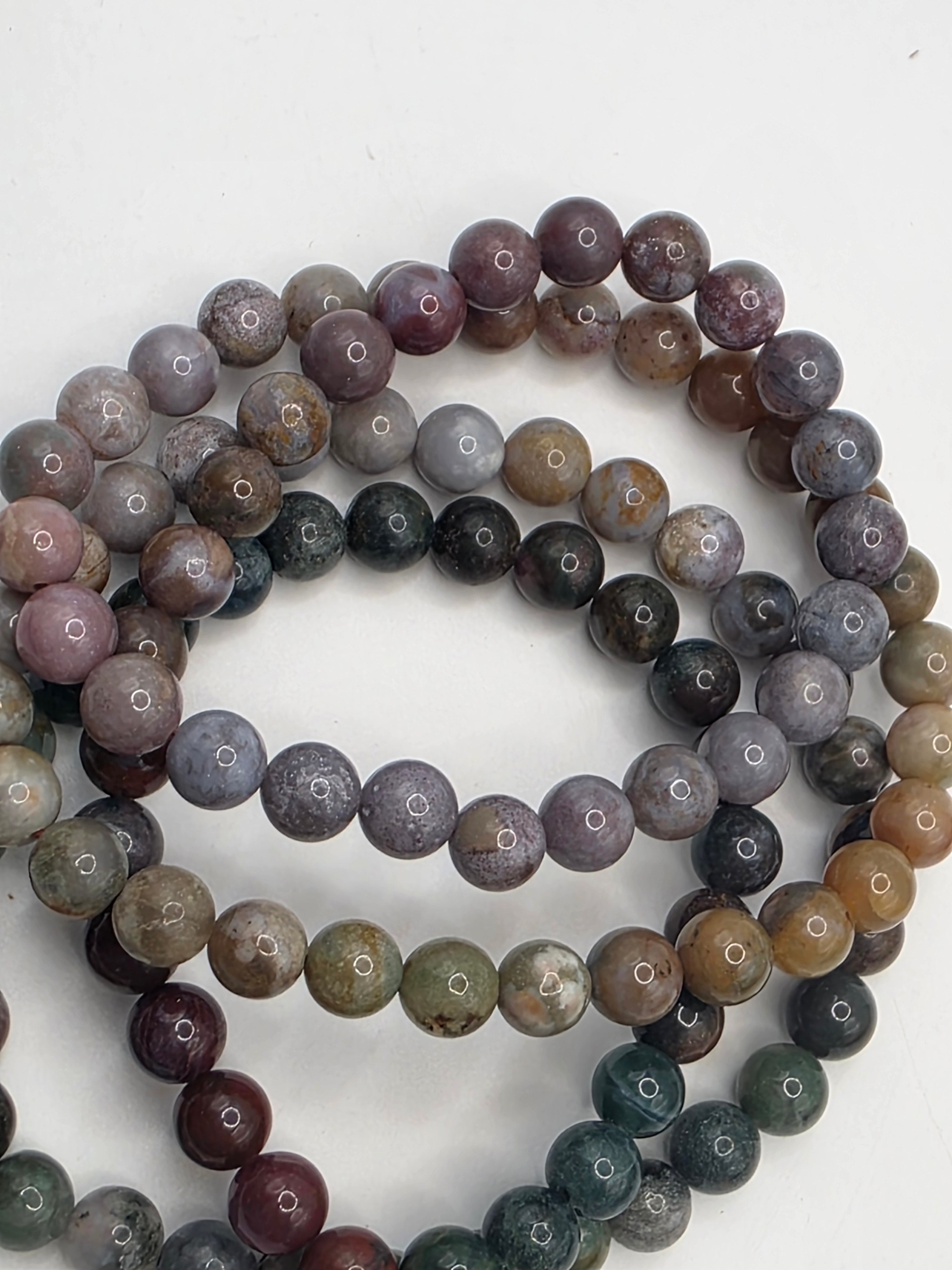 Indian Agate Gradient 108-Bead Fixed Mala  Chakra Flow • Spectrum Balance • Visual Harmony