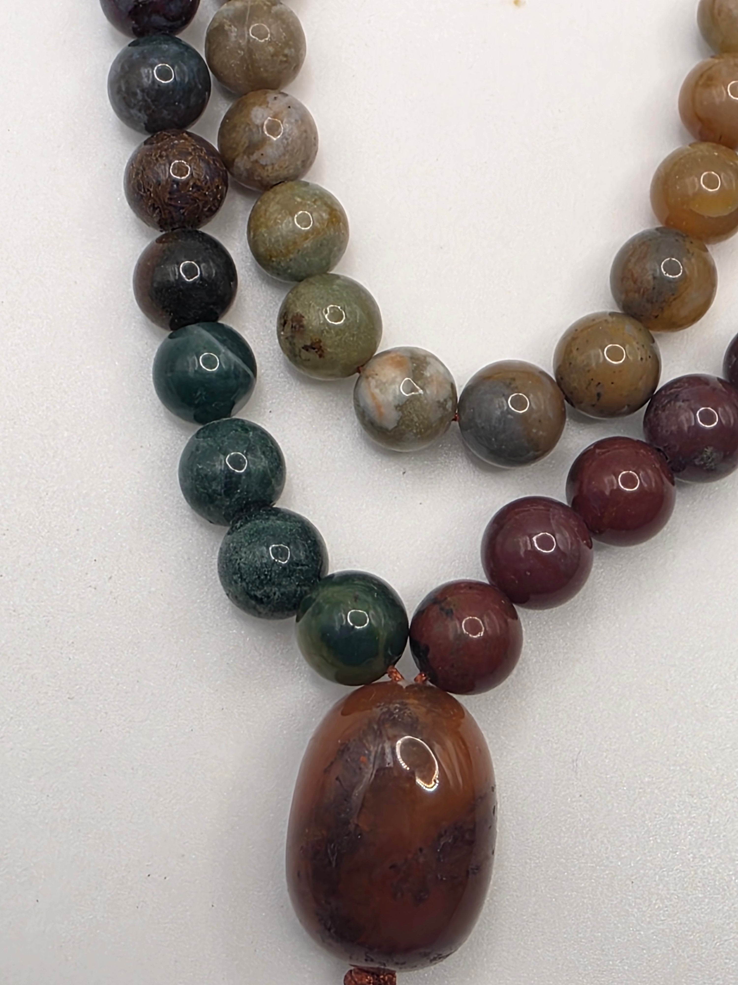 Indian Agate Gradient 108-Bead Fixed Mala  Chakra Flow • Spectrum Balance • Visual Harmony