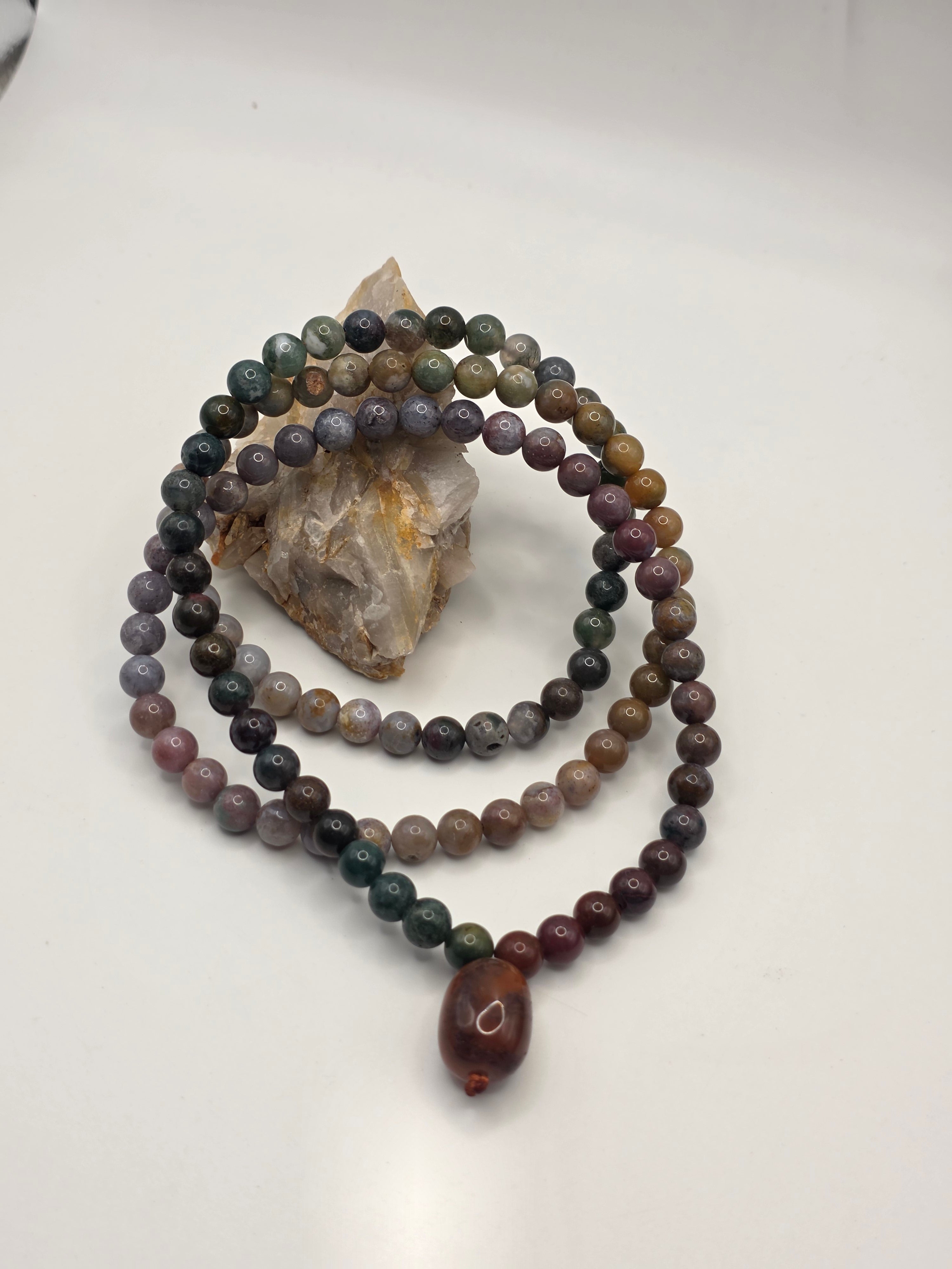 Indian Agate Gradient 108-Bead Fixed Mala  Chakra Flow • Spectrum Balance • Visual Harmony