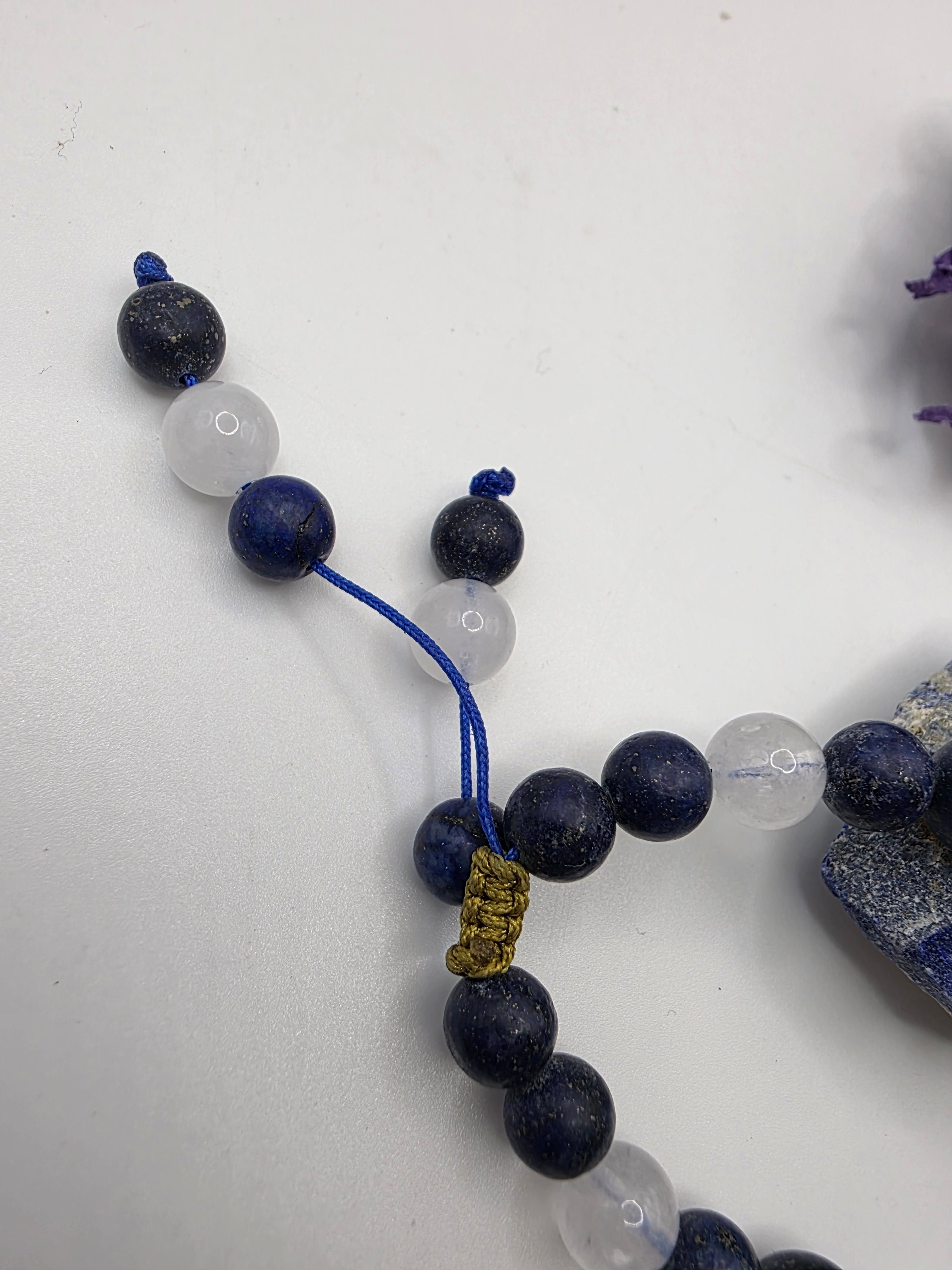 Lapis Lazuli & White Jade Adjustable Bracelet  Wisdom • Calm • Truth in Balance 1