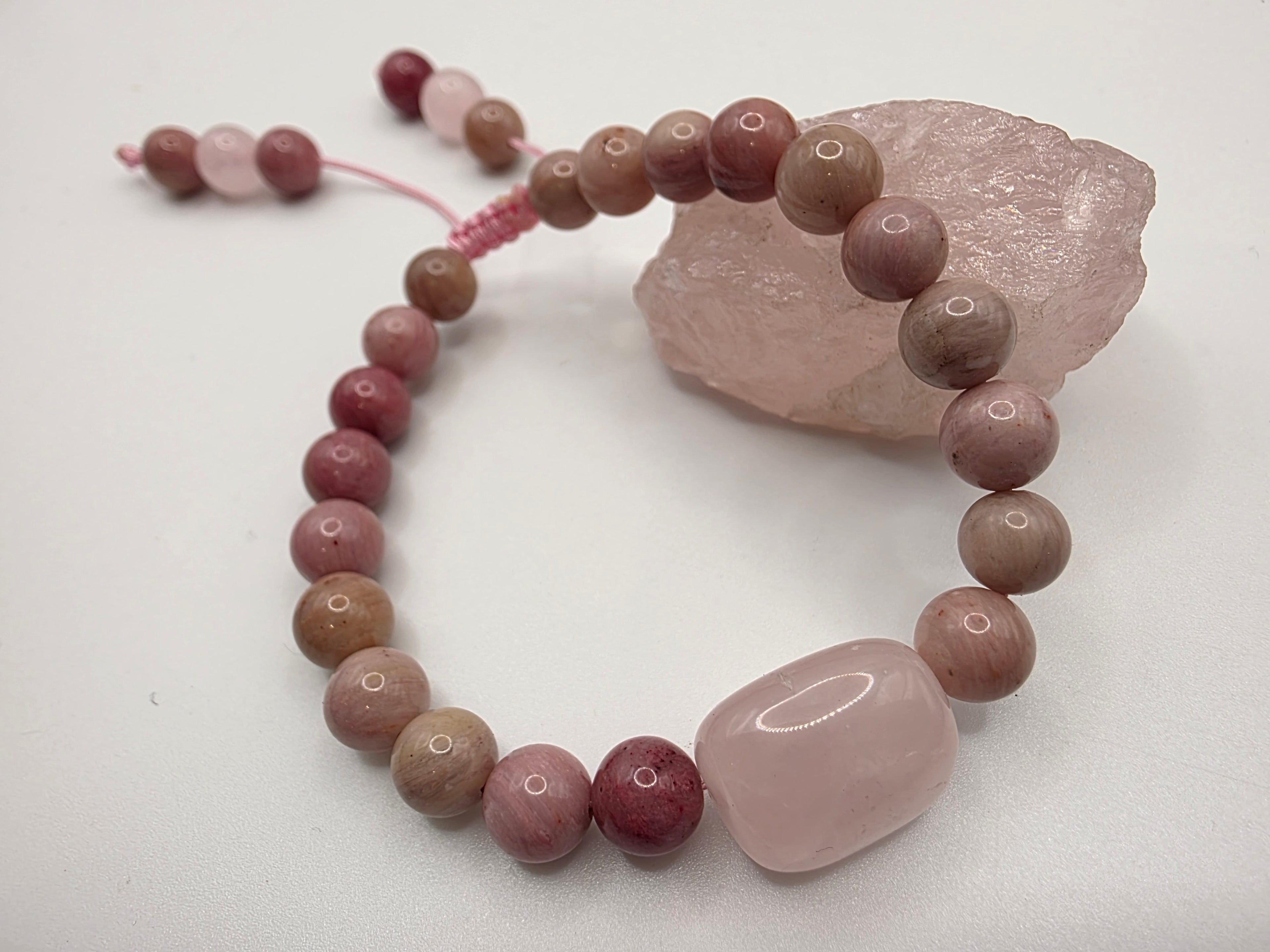 Rhodolite & Rose Quartz Adjustable Bracelet  Heart Healing • Love • Emotional Harmony