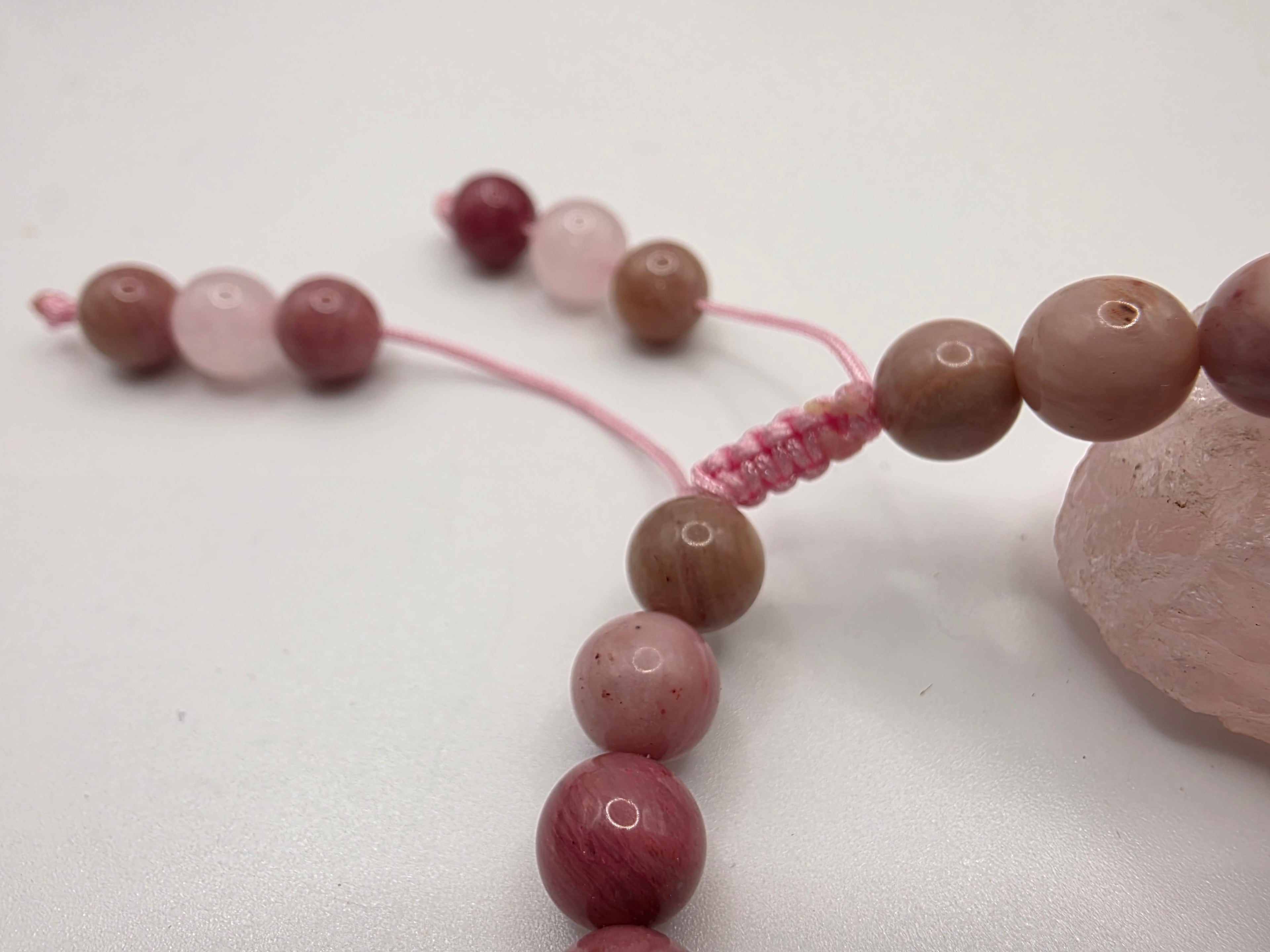 Rhodolite & Rose Quartz Adjustable Bracelet  Heart Healing • Love • Emotional Harmony