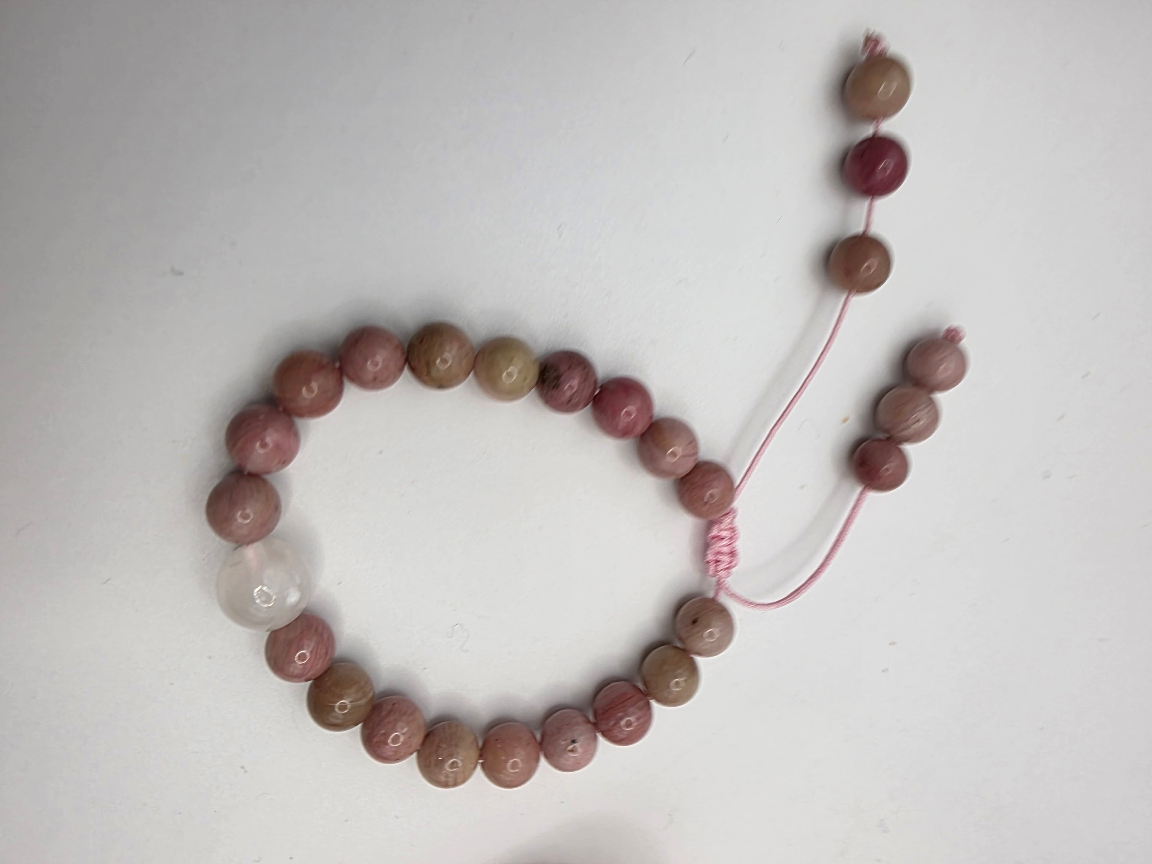 Rhodolite & Selenite Star Adjustable Bracelet  Heart Strength • Soft Illumination • Emotional Balance