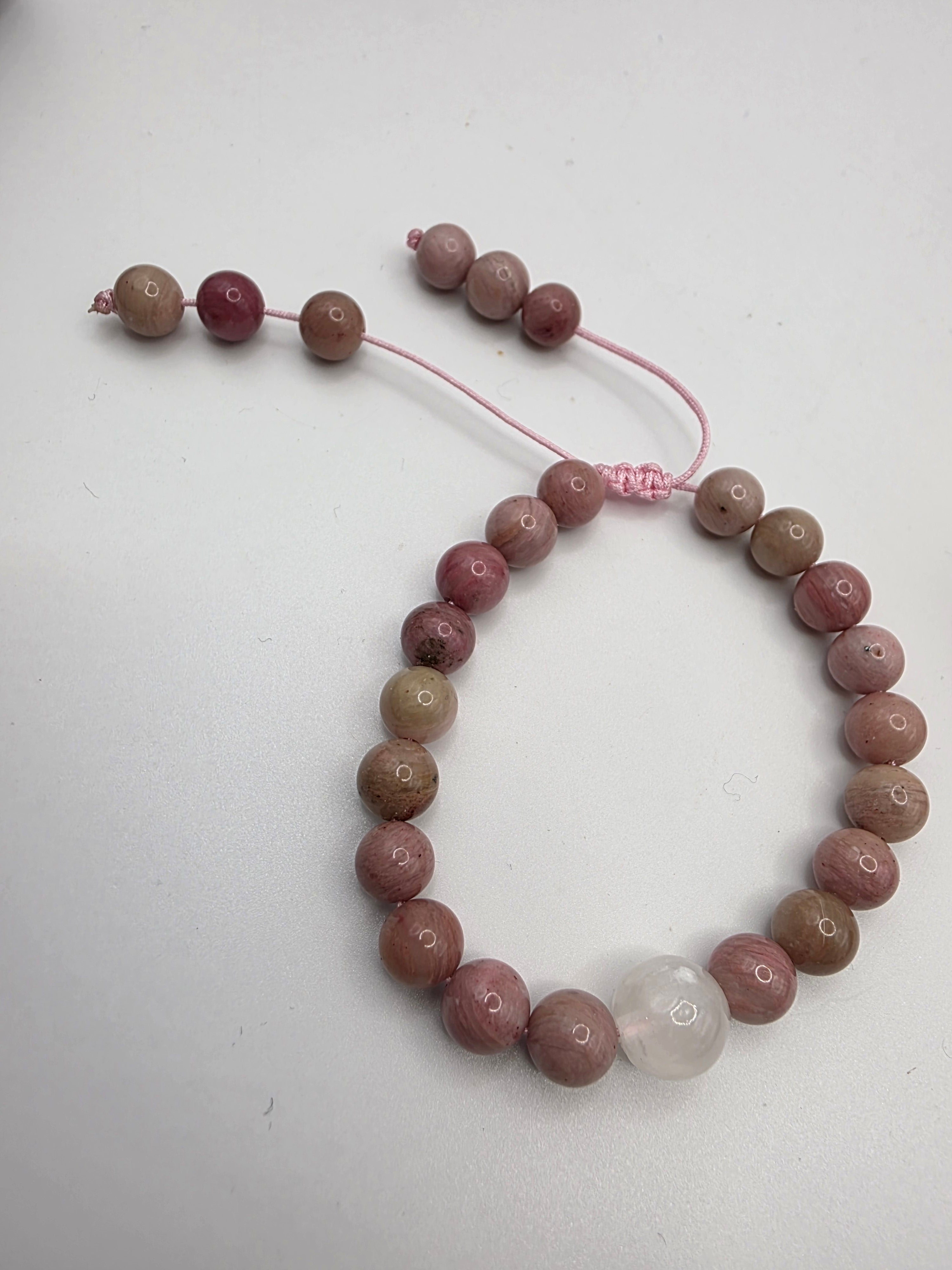 Rhodolite & Selenite Star Adjustable Bracelet  Heart Strength • Soft Illumination • Emotional Balance