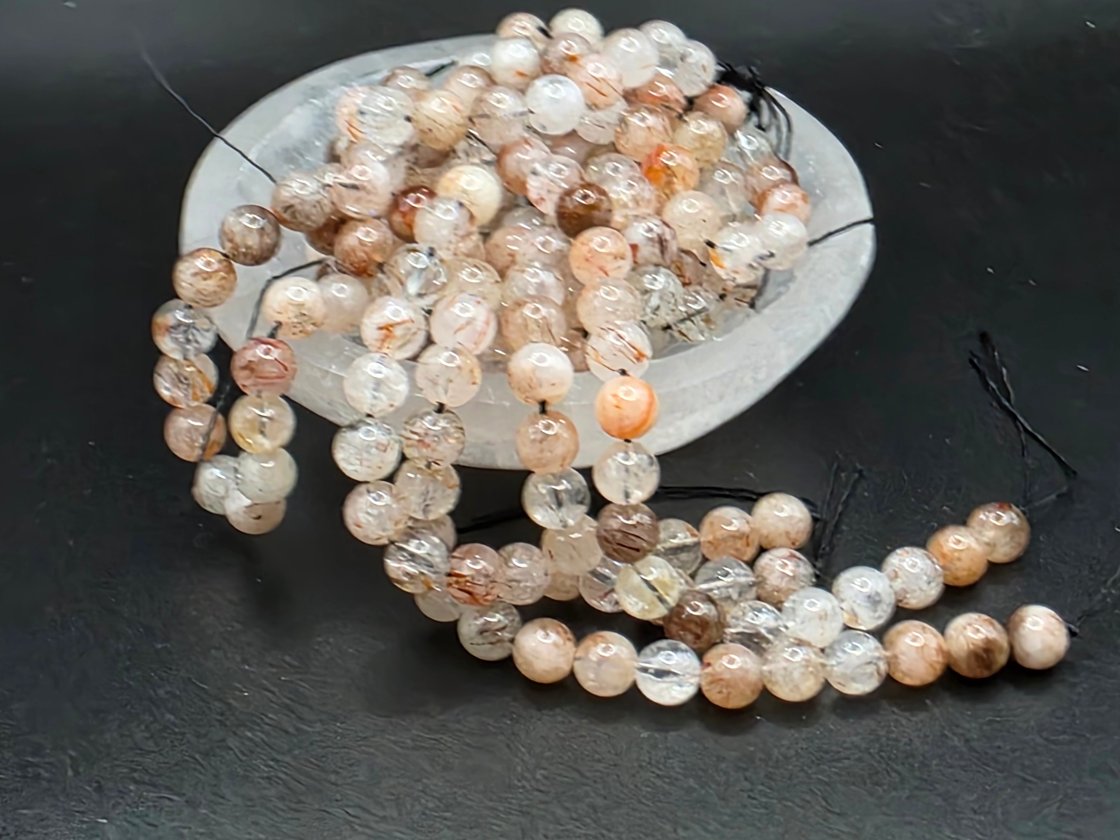 Rutilated Clear Quartz 8mm Beads  Available for Custom Design