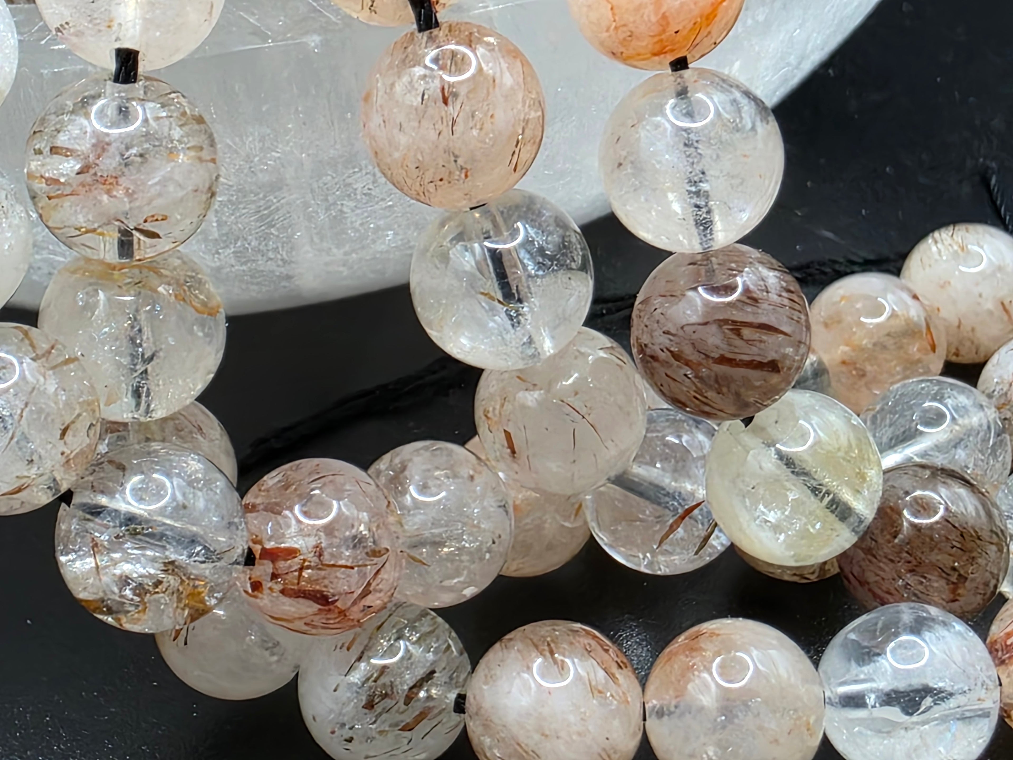 Rutilated Clear Quartz 8mm Beads  Available for Custom Design