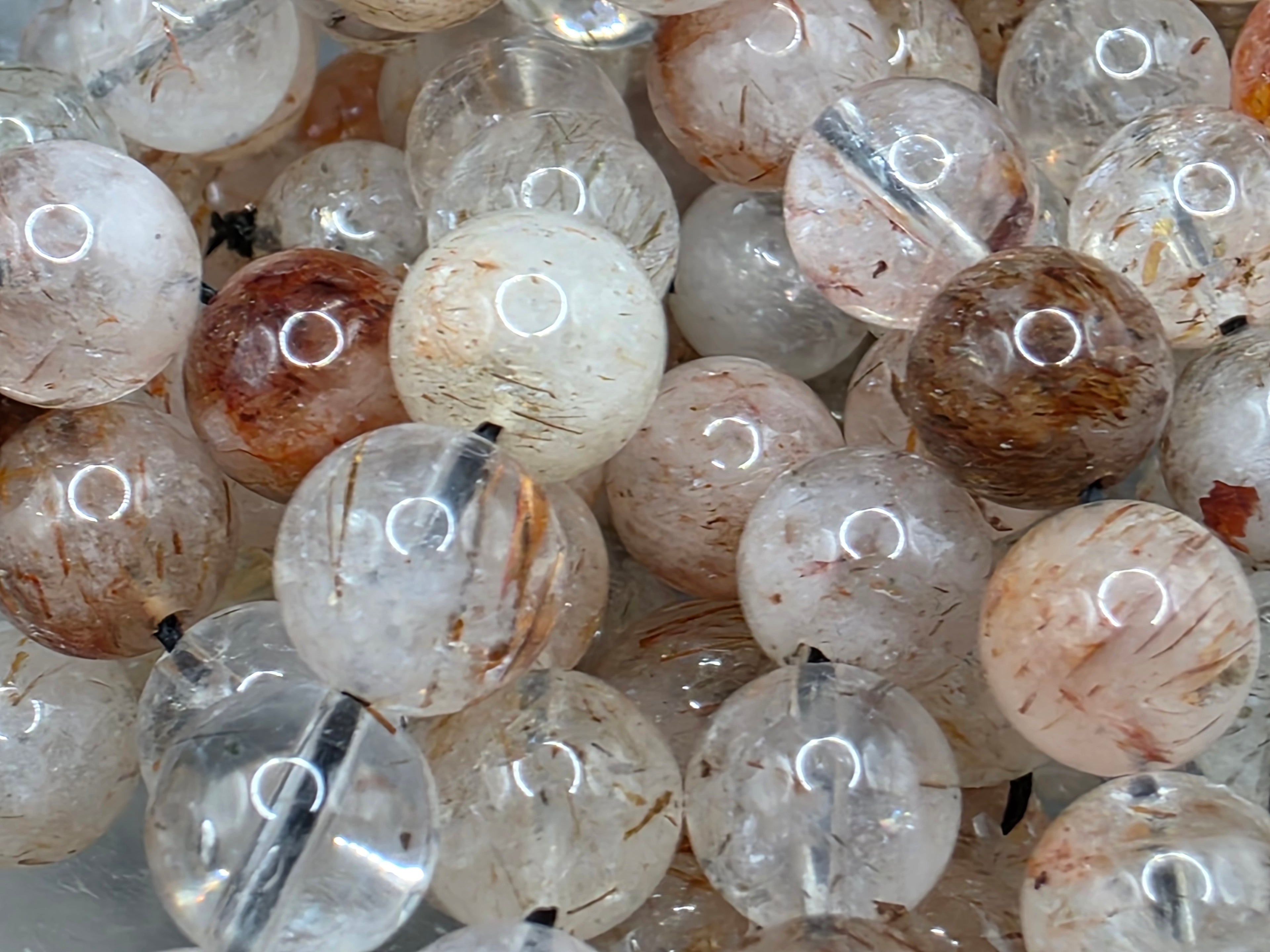 Rutilated Clear Quartz 8mm Beads  Available for Custom Design