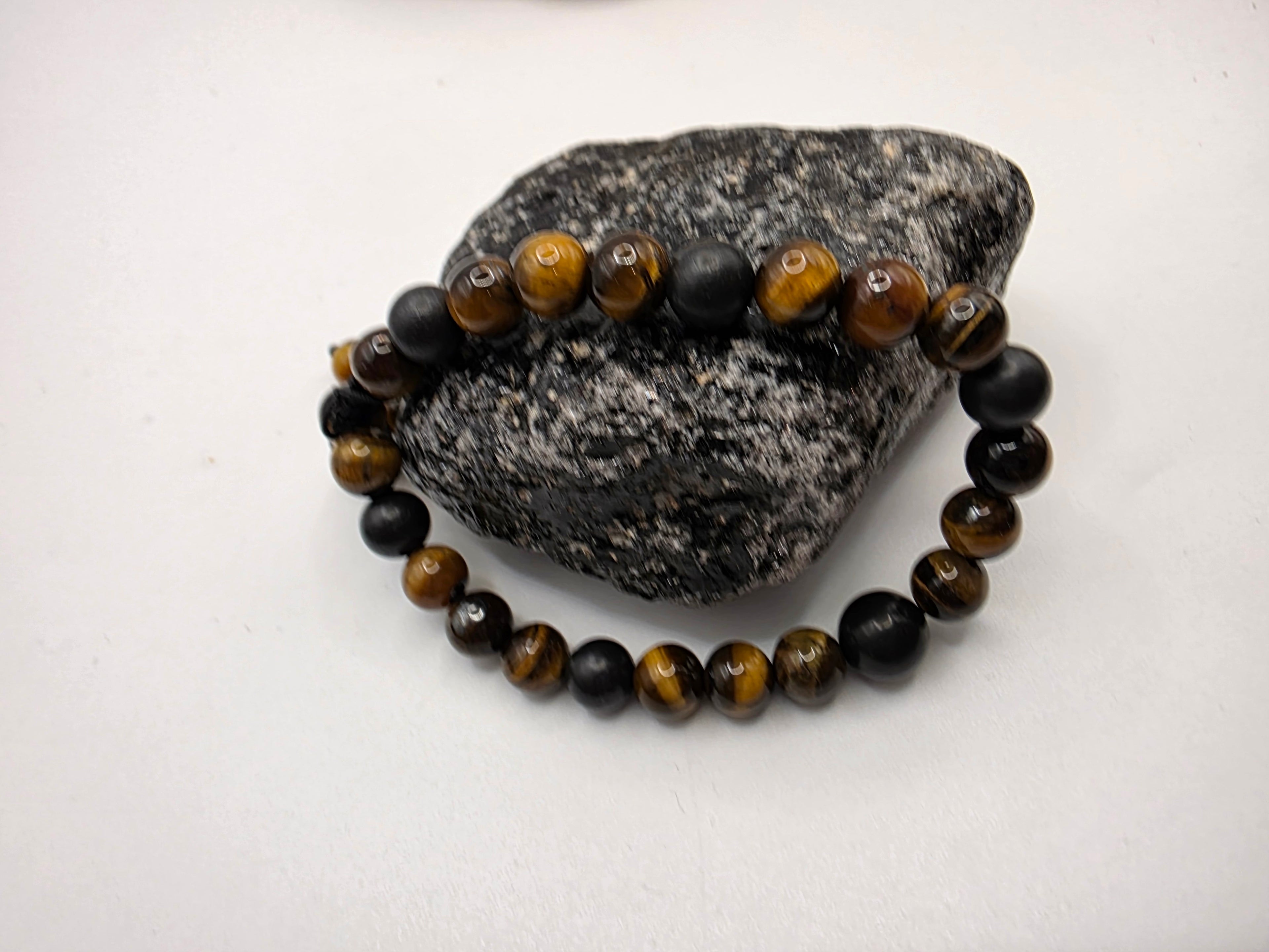 Tiger’s Eye & Shungite Adjustable Bracelet  Confidence • Deep Grounding • Energetic Protection