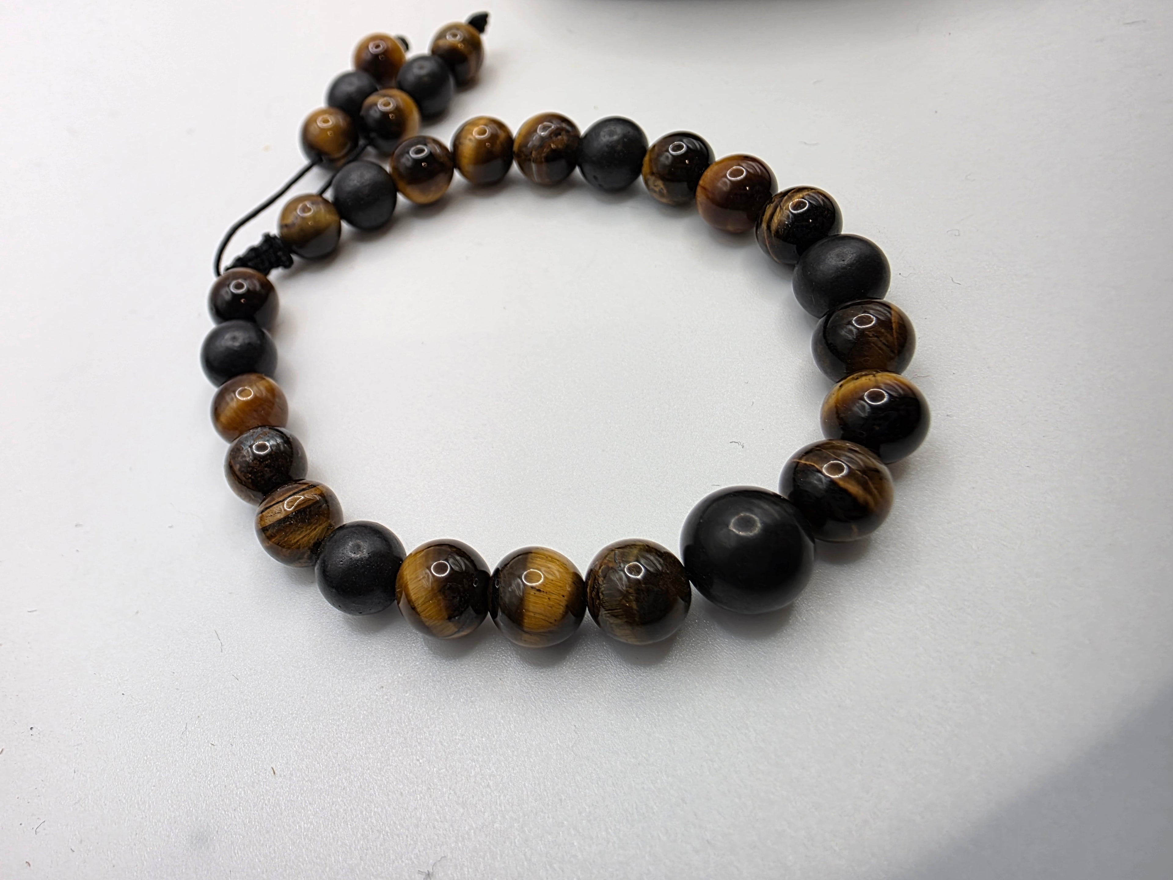 Tiger’s Eye & Shungite Adjustable Bracelet  Confidence • Deep Grounding • Energetic Protection