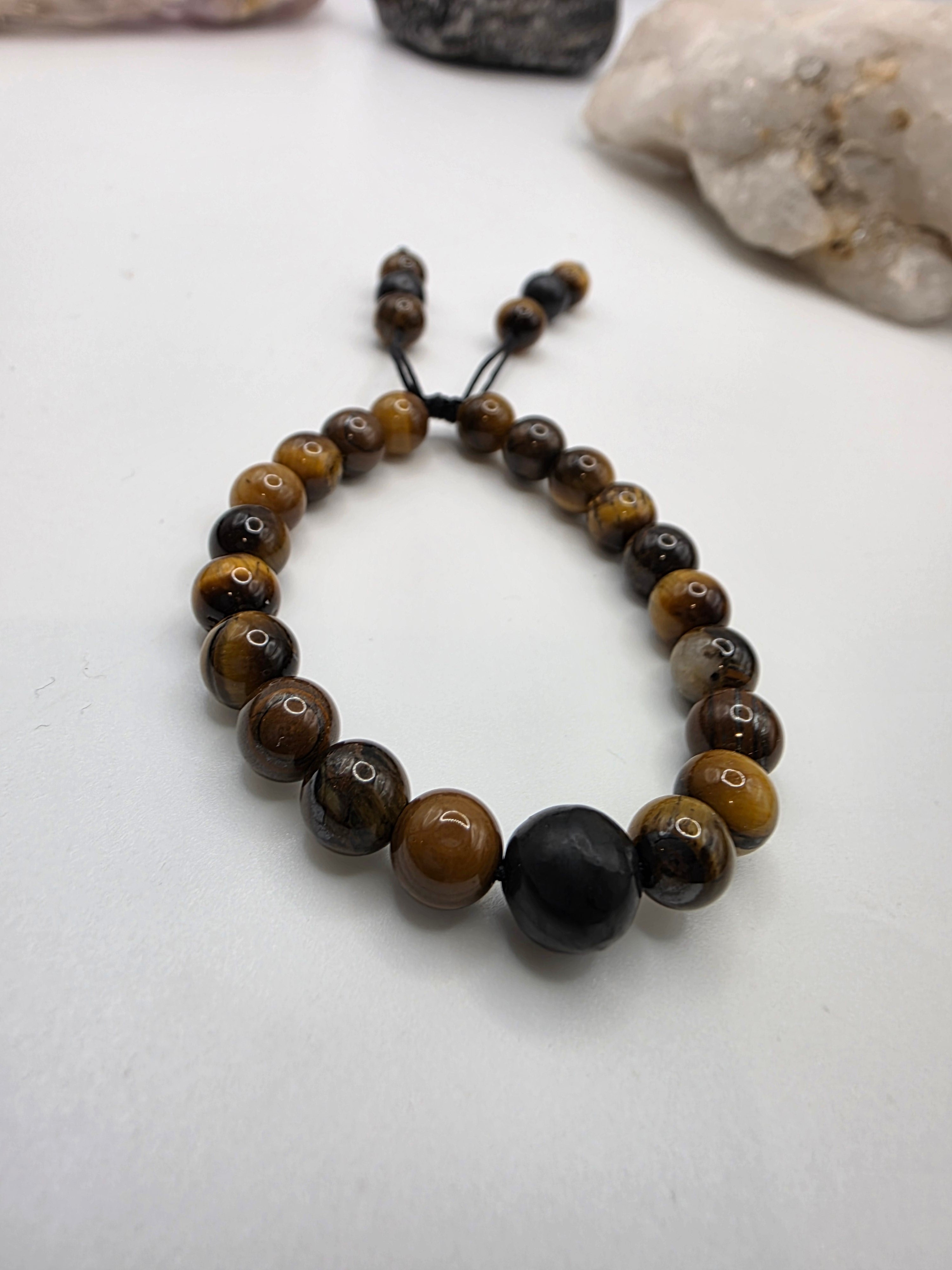 Tiger’s Eye & Shungite Adjustable Bracelet  Confidence • Grounding • Energetic Protection