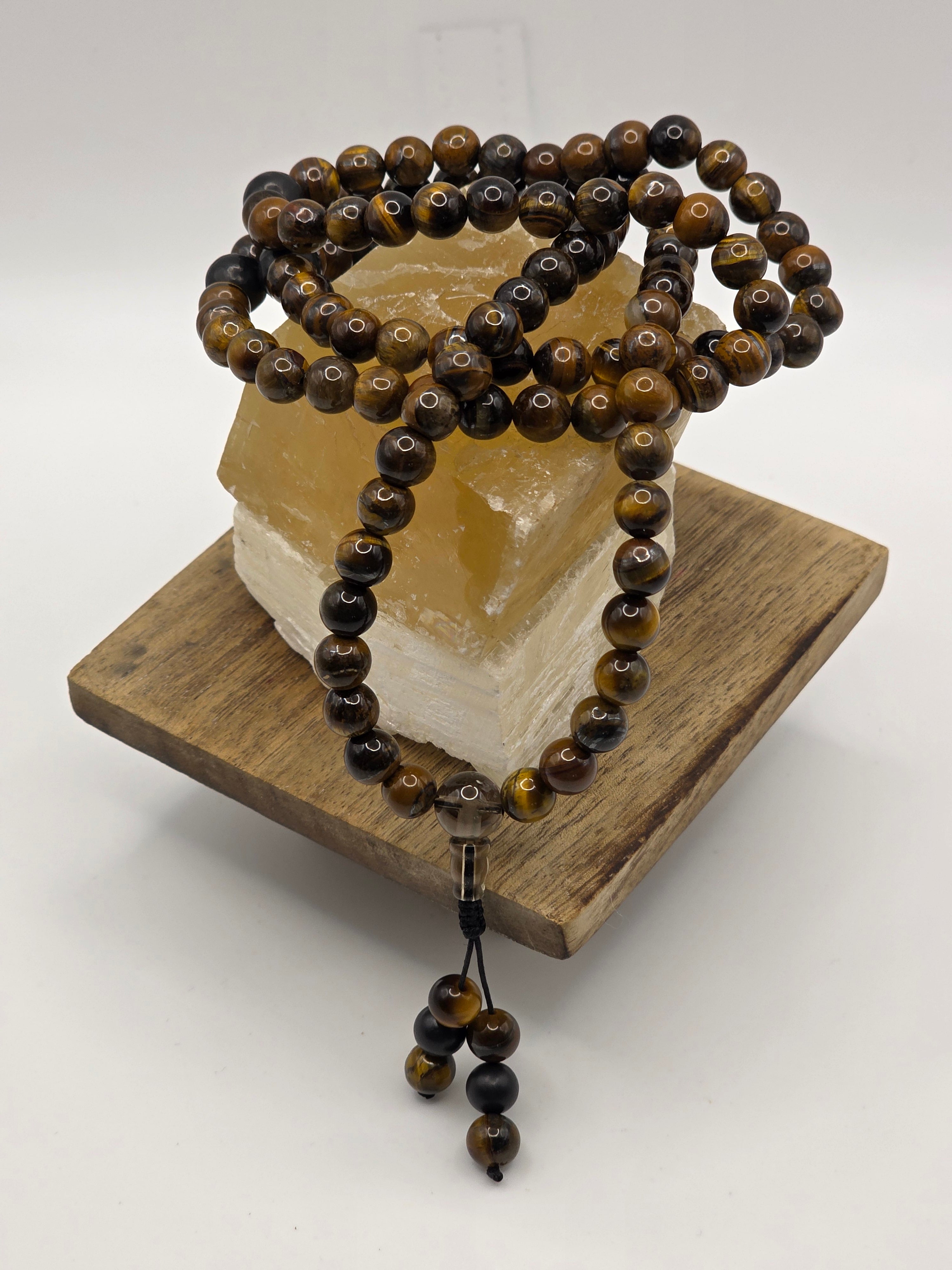 Tiger's Eye and Shungite Adjustable Mala 108-bead  Energetic Focus: Confidence, grounding, protection.