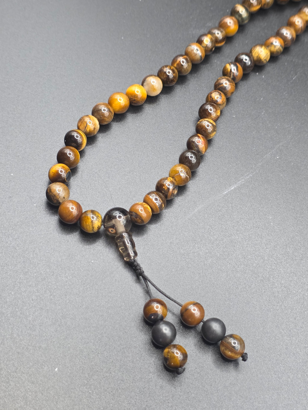 Tiger's Eye and Shungite Adjustable Mala 108-bead  Energetic Focus: Confidence, grounding, protection.