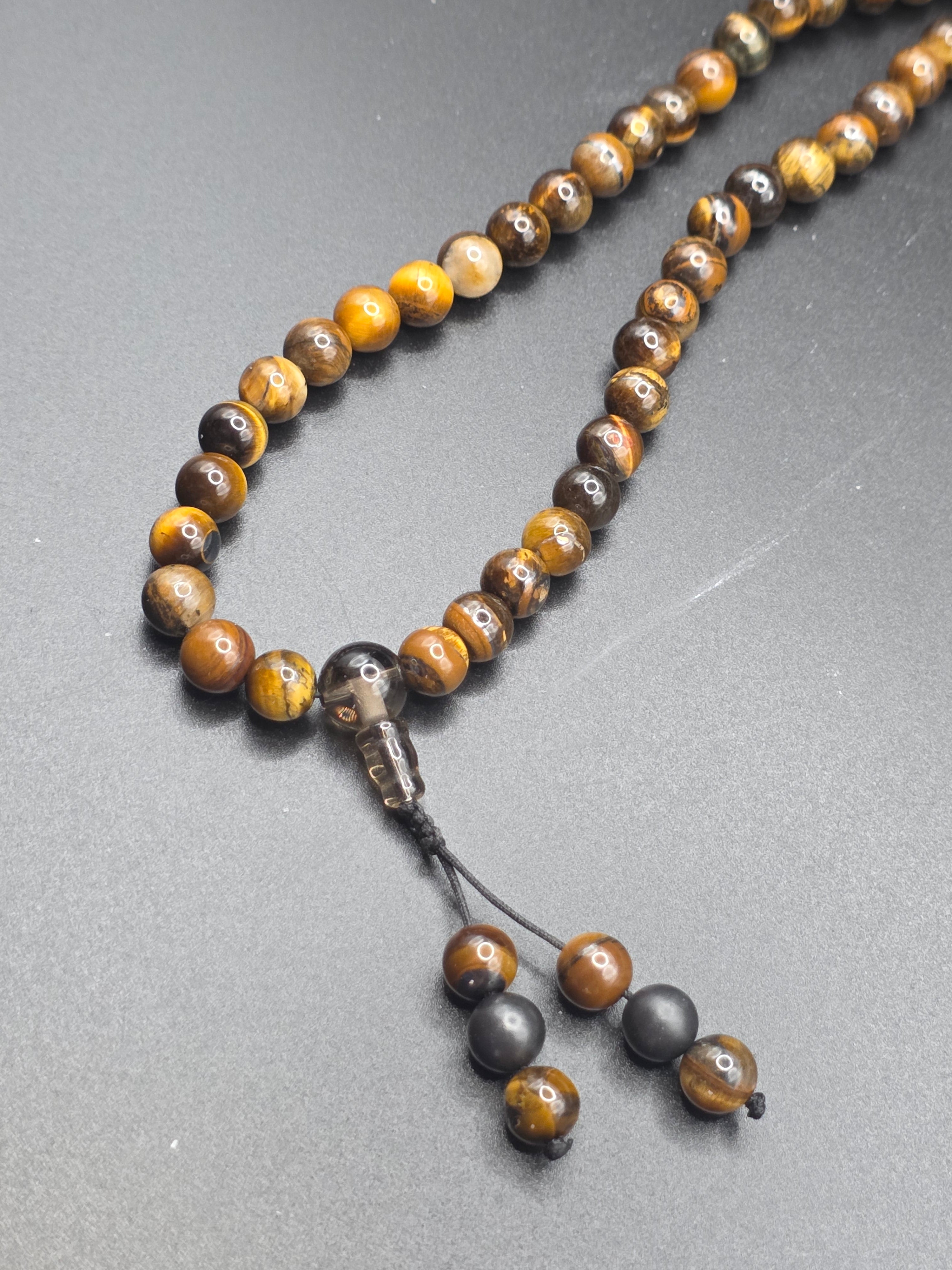 Tiger's Eye and Shungite Adjustable Mala 108-bead  Energetic Focus: Confidence, grounding, protection.