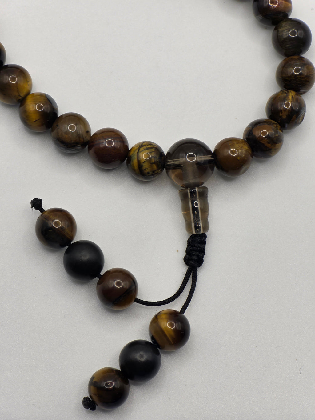 Tiger's Eye and Shungite Adjustable Mala 108-bead  Energetic Focus: Confidence, grounding, protection.