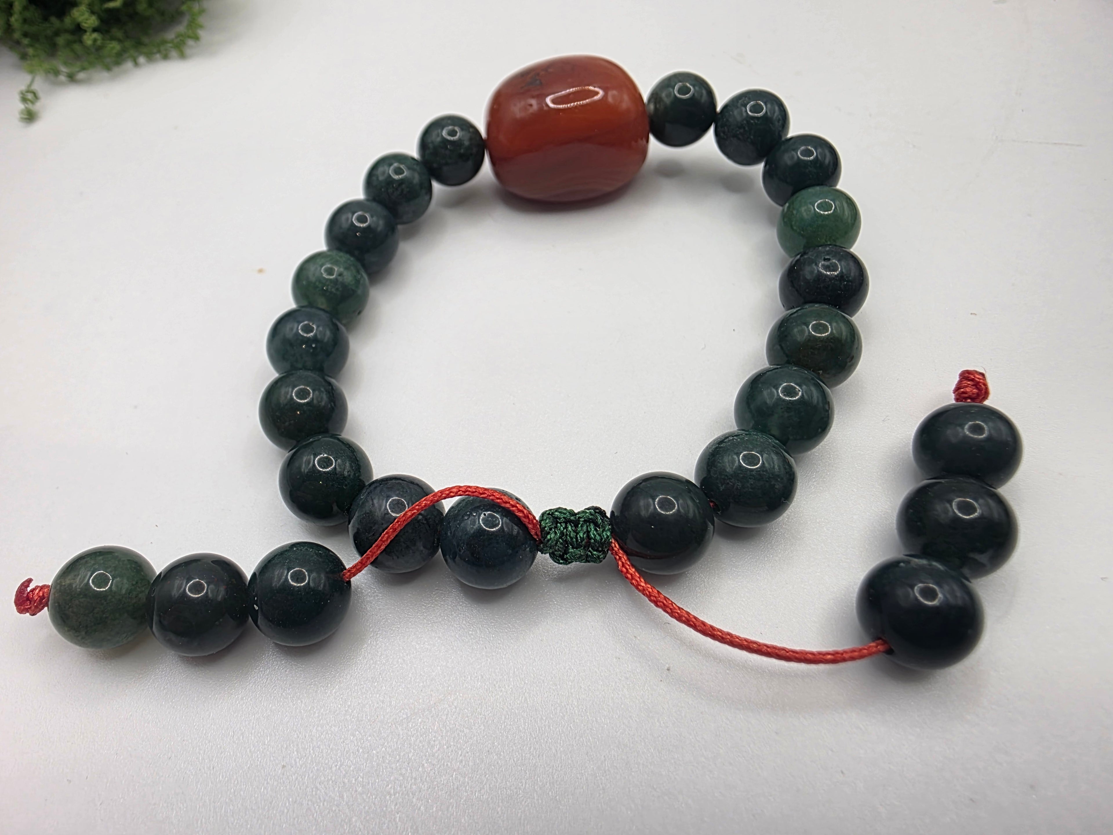Tree Moss Agate & Carnelian (with Pyrite Inclusions) Adjustable Bracelet  Grounding • Vitality • Earth Connection