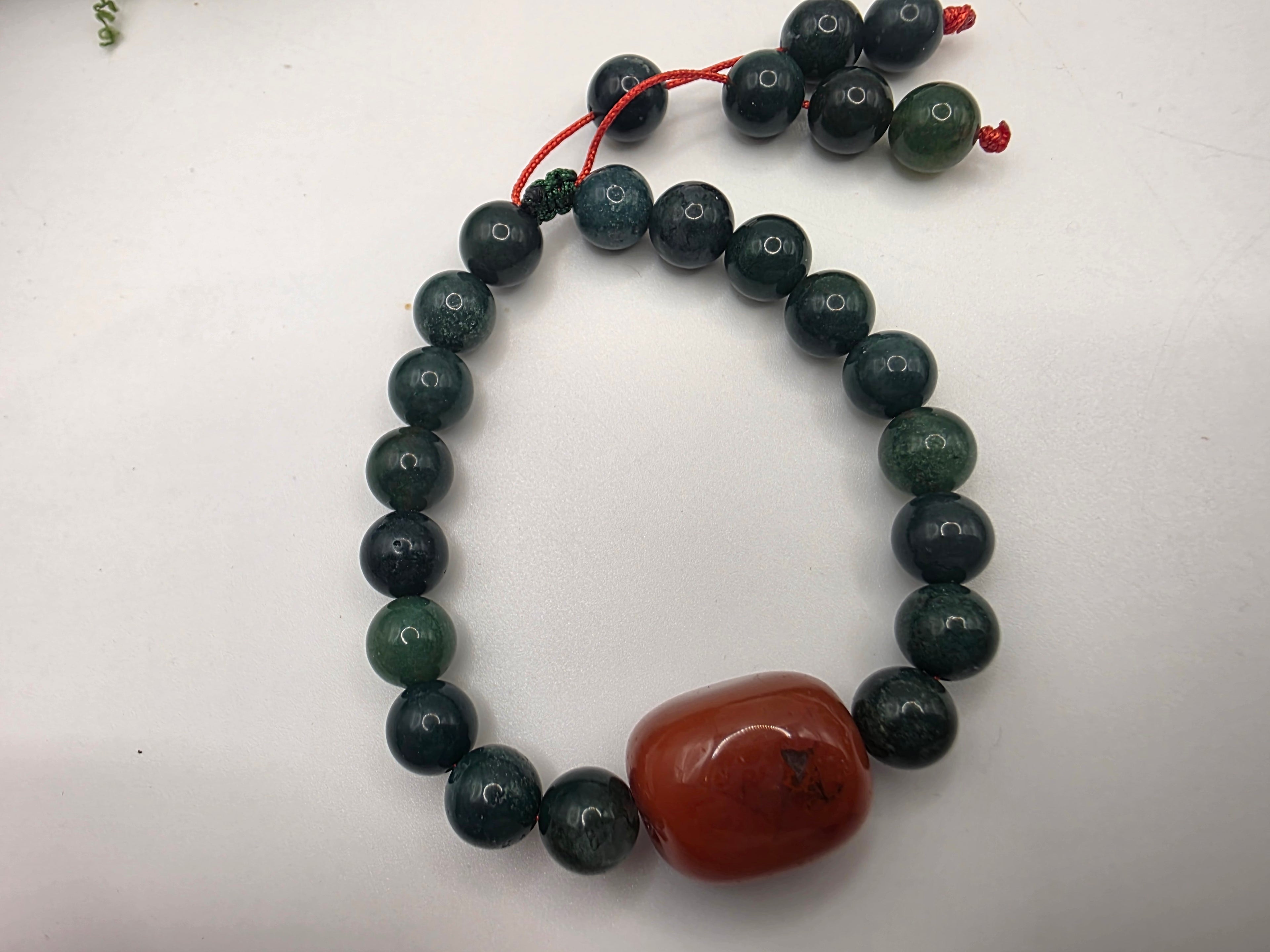 Tree Moss Agate & Carnelian (with Pyrite Inclusions) Adjustable Bracelet  Grounding • Vitality • Earth Connection