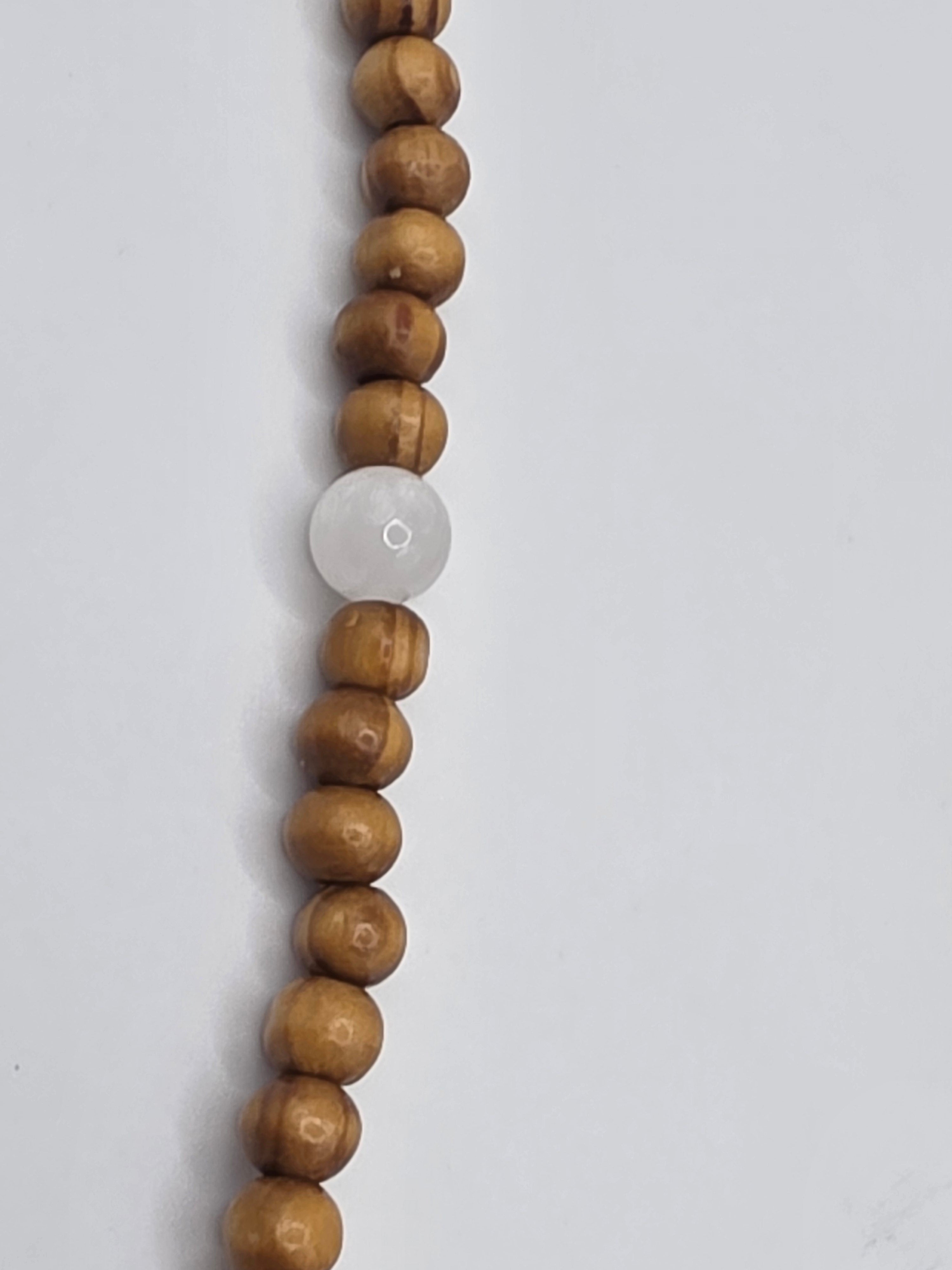 Pine & Satin Spar 108-8mm Bead Adjustable Mala | Grounding • Spiritual Clarity • Lightweight
