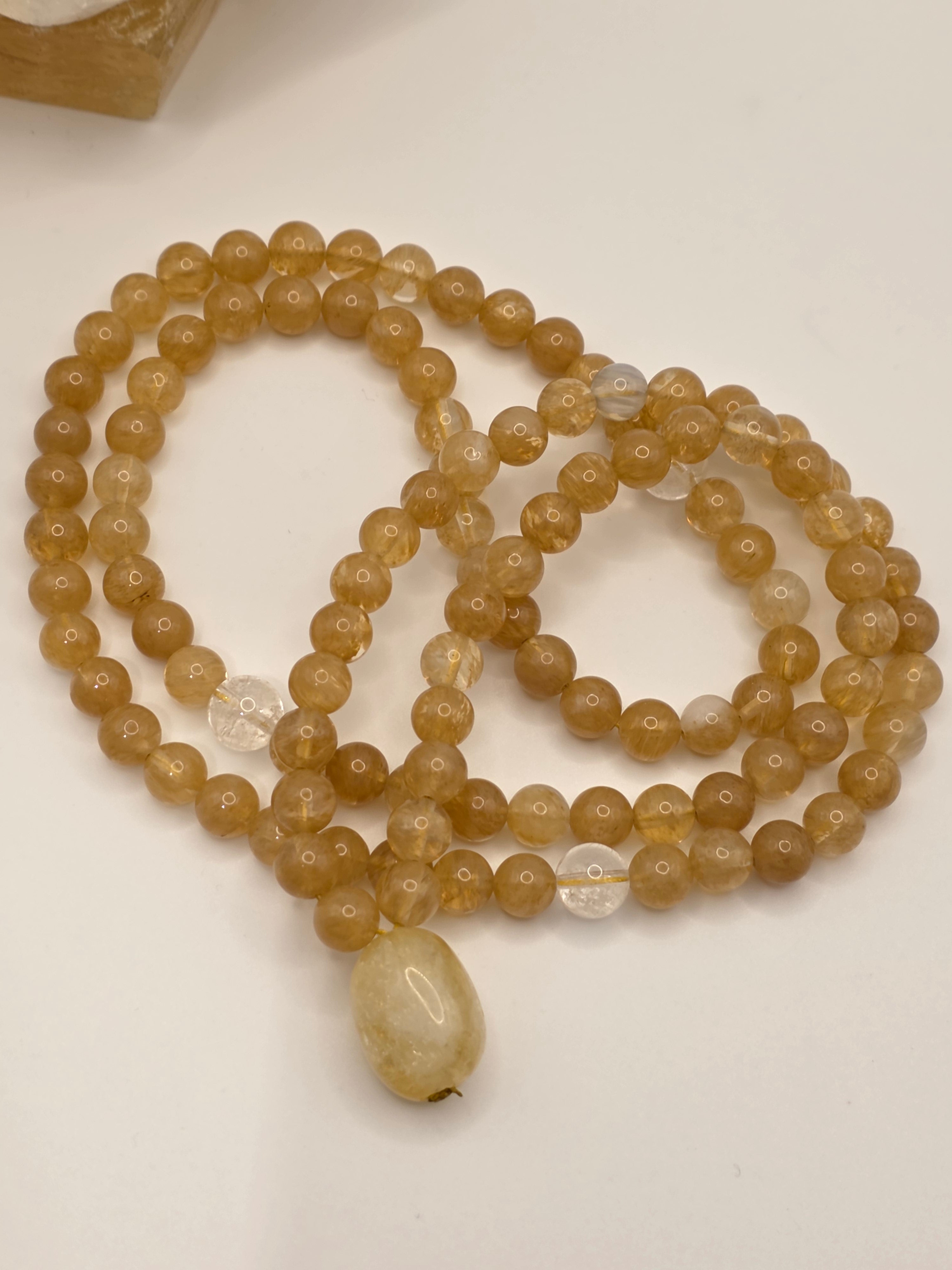 Citrine & Quartz 108-Abundance Mala | Warmth • Manifestation • Vitality